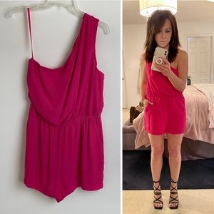 One Shoulder ROMPER SHORTS Pink/Fuchsia SMALL